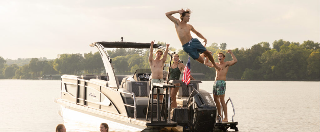 LilliPad Diving Board transforms your pontoon boat into a playground, offering hours of fun for kids and adults alike.