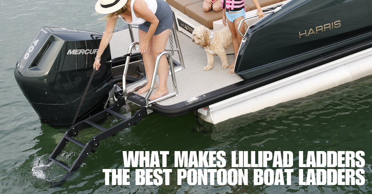 LilliPad Marine Easy Step Boarding Ladder highlighting its award-winning design and premium construction